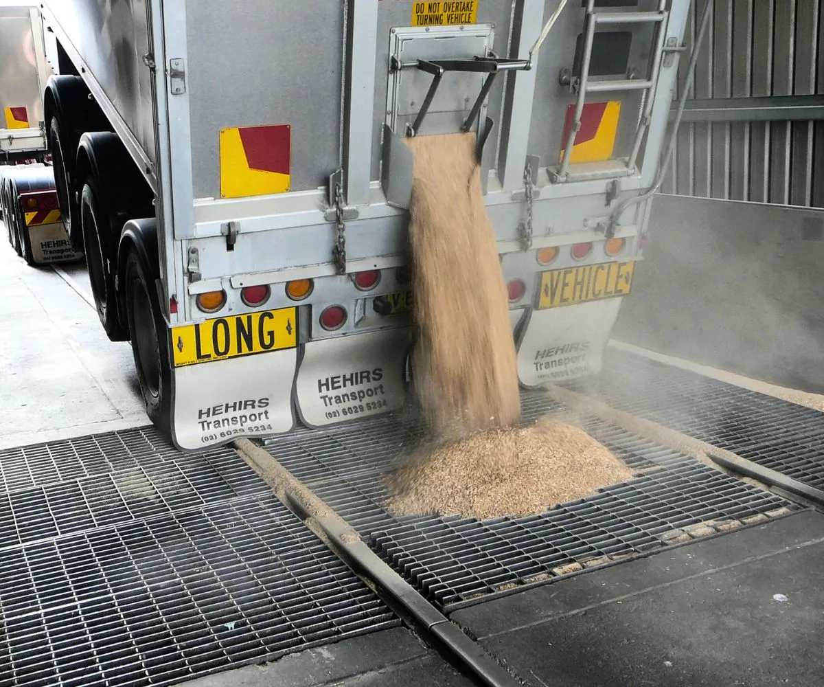 Agriculture Truck Unloading Grain to a hopper